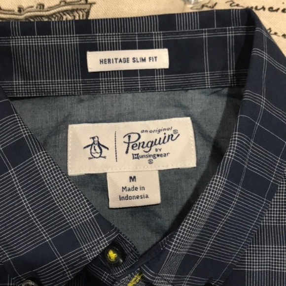 Original Penguin Slim Fit Plaid Woven Shirt - Picture 6 of 7